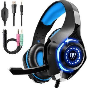 Gaming Headset for PS4 PS5 Xbox One Switch PC with Noise Canceling Mic,Deep Bass